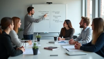 Small business team discussing cybersecurity requirements at a conference table