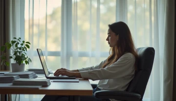 A person sitting at a desk in a home office