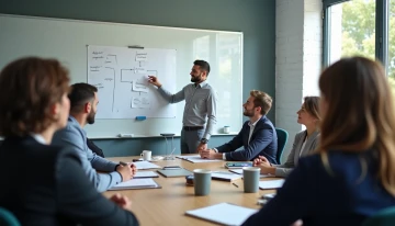Non-technical employees in a meeting room learning about cyber governance