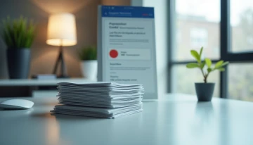 A warning email on a clutter-free office desk