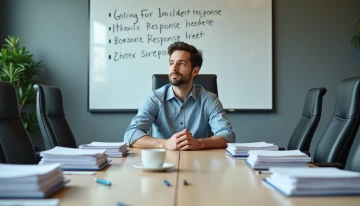 Small business owner reviewing documents and plans in a conference room