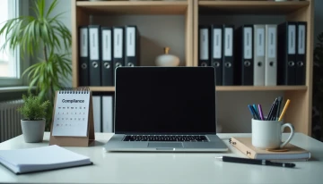 A well-organized office desk in a small business setting